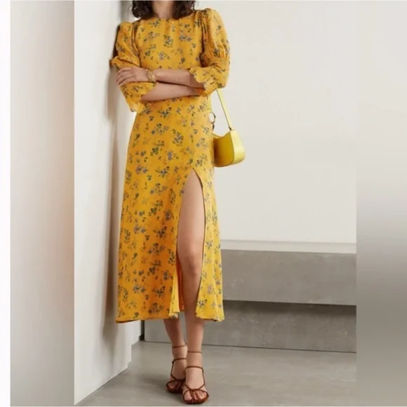 NWOT REFORMATION Carolena Floral-Print Georgette Midi Dress - Picture 1 of 7